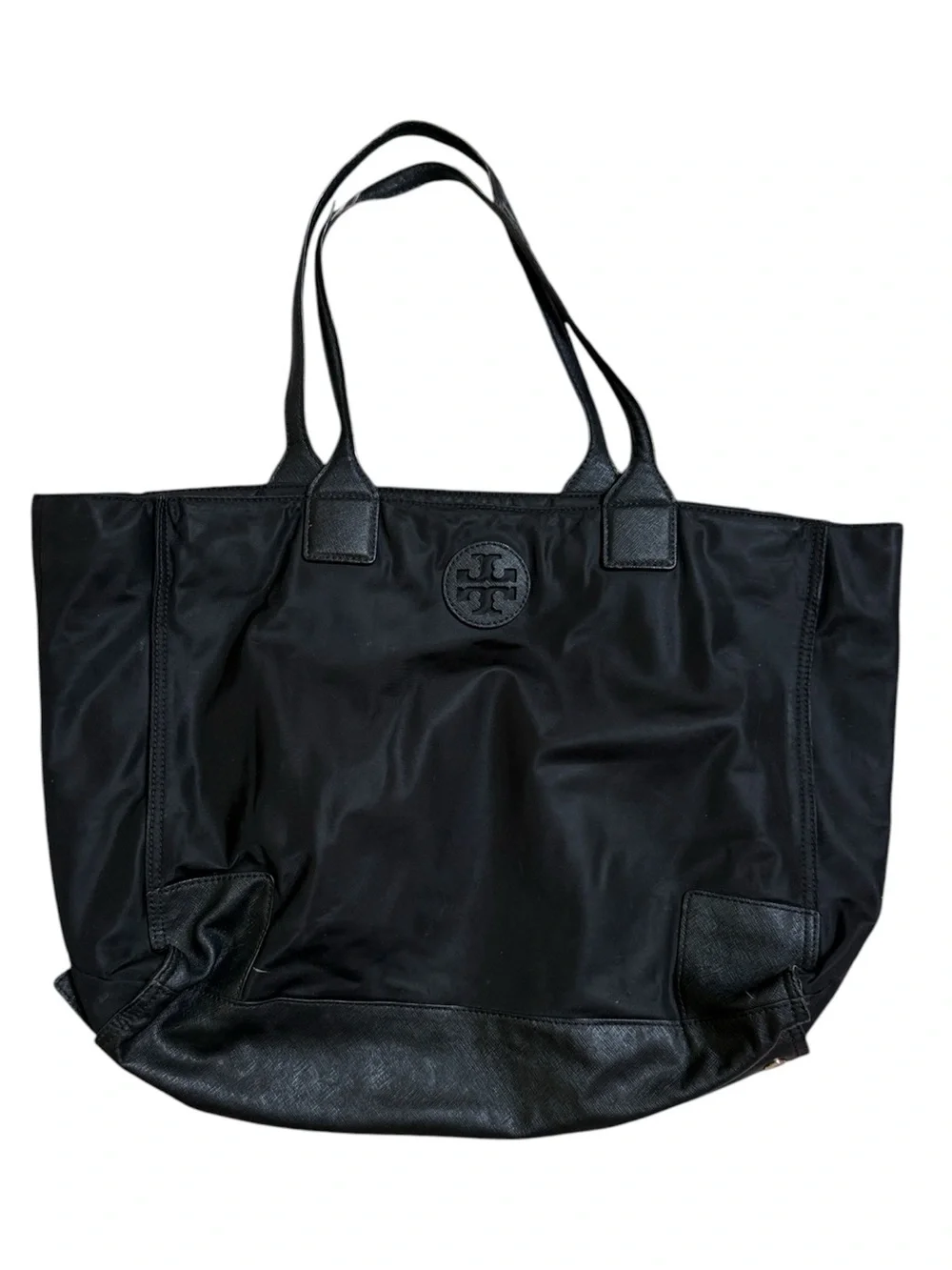 Tory Burch Black Nylon and Leather Tote